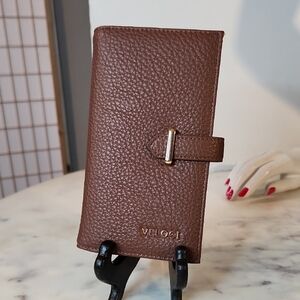 Veloci | Brown Leather Wallet / Gold Zipper